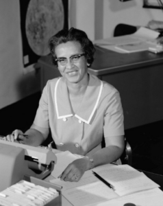 Katherine Johnson working at the Spacecraft Controls Branch of NASA in 1966, photograph public domain